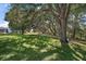 Expansive backyard view with mature trees creating a shaded and private outdoor space at 27022 Racquet Cir, Leesburg, FL 34748