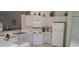 Well-maintained kitchen with white cabinetry, appliances, and view to living room at 2855 Picadilly Cir, Kissimmee, FL 34747