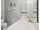 Bathroom with modern fixtures, quartz counters and neutral paint palette at 340 Juniper Way, Tavares, FL 32778