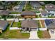 Aerial view of the neighborhood showcases homes with a fenced yard and an open street layout at 37045 Scenic Ridge Dr, Grand Island, FL 32735