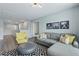 Cozy living room with a comfortable sofa, patterned rug, and contemporary accents at 4147 Oaktree Dr, Davenport, FL 33837