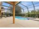 Relaxing screened-in pool and hot tub surrounded by lush landscaping and ample patio space at 4147 Oaktree Dr, Davenport, FL 33837