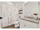 Bright bathroom showcasing vanity sink and stylish shower curtain at 533 Avila Pl, Howey In The Hills, FL 34737