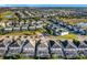 Overhead view of neighborhood featuring many single Gathering homes, screened in pools and lush landscaping at 9018 Stinger Dr, Davenport, FL 33896