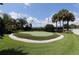 Putting green with palm trees offering a recreational space for outdoor enjoyment and relaxation at 10069 Lake Miona Way, Oxford, FL 34484