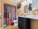 Bathroom features sink, toilet, shower curtain, and cabinets at 106 Baytree Blvd, Tavares, FL 32778