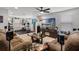 Large living room featuring a fireplace, comfortable seating, and home gym equipment at 1128 Cavender Creek Rd, Minneola, FL 34715