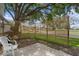 Backyard features a privacy screen and ample yard space with mature trees at 1358 E Schwartz Blvd, The Villages, FL 32159