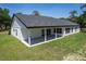 Rear exterior view showcasing a large, covered patio and windows overlooking the backyard and surrounding greenery at 155 W C-466, Lot # 1 W C 466, Oxford, FL 34484