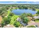 Scenic aerial view of community lake surrounded by lush landscaping and homes at 1761 Country Terrace Ln, Apopka, FL 32703