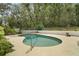 Back exterior featuring a kidney shaped pool with ladder and fence line on a sunny day at 19621 Lake Lincoln Ln, Eustis, FL 32736