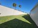 Spacious backyard with lush green grass and a tall privacy wall, great for outdoor enjoyment at 1978 Lockett Ln, The Villages, FL 34762