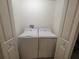 Functional laundry room featuring a modern washer and dryer, enclosed by white bi-fold doors at 1978 Lockett Ln, The Villages, FL 34762