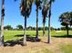 Scenic golf course view framed by palm trees and lush green fairways, offering a tranquil backdrop at 1985 Abordale Ln, The Villages, FL 32162