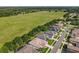 The aerial view showcases houses backing up to the green space on the edge of the neighborhood at 25523 Maurepas Ln, Leesburg, FL 34748