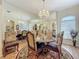 Elegant dining room featuring a round table, decorative rug, and a mirrored wall that enhances the space at 25523 Maurepas Ln, Leesburg, FL 34748