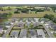 Stunning aerial perspective of a neighborhood with picturesque homes, green lawns, and mature trees at 3329 Boyd Cir, Oxford, FL 34484