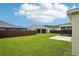 Spacious, well-maintained backyard with lush green grass, modern fence, and view of neighboring properties at 3329 Boyd Cir, Oxford, FL 34484