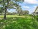 Expansive backyard with mature trees and lush green lawn, perfect for outdoor activities at 511 Chula Vista Ave, The Villages, FL 32159