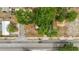 Aerial view looking straight down on a vacant corner lot with a small shed surrounded by dense trees and a street at 600 Powell St, Wildwood, FL 34785
