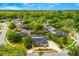 An aerial view showcases the home and the surrounding mature trees and lush landscaping at 657 Riverpark Cir, Longwood, FL 32779