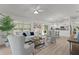 Inviting living area with contemporary decor, hardwood floors, and plantation shutters at 7382 Se 167Th Zina Ln, The Villages, FL 32162