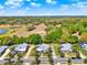 Beautiful aerial view of homes on a tree-lined street in a lush community setting under a blue sky at 1172 Fiesta Key Cir, Lady Lake, FL 32159