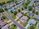 Charming aerial shot of a residential area with manicured lawns and lovely single-story houses at 17374 Se 76Th Flintlock Ter, The Villages, FL 32162