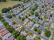An aerial view of homes in a community with tree-lined streets on a sunny day at 17374 Se 76Th Flintlock Ter, The Villages, FL 32162
