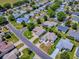 Scenic aerial perspective of a serene neighborhood boasting lush greenery and quaint single-Gathering dwellings at 17374 Se 76Th Flintlock Ter, The Villages, FL 32162