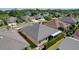 Aerial view of a well-maintained single Gathering home with a screened lanai in a lush, landscaped neighborhood at 1754 Pennecamp Dr, The Villages, FL 32162
