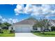 Well-maintained single-story house with an attached garage, simple landscaping, and a concrete driveway at 1806 Estafana Way, The Villages, FL 32159