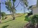 Expansive backyard showing a gently sloping lawn with mature trees and landscaping at 2126 Burley Ave, Clermont, FL 34711