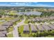 Aerial view of a community featuring single Gathering homes and a lake at 2129 Palm Tree Dr, Poinciana, FL 34759