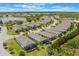 A scenic aerial view showcases homes in a well-maintained community and a serene lake at 2129 Palm Tree Dr, Poinciana, FL 34759
