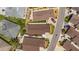 Overhead view of residential neighborhood showcasing orderly streets, landscaped yards, and similar rooflines of the well-kept homes at 2403 Muirwood Pl, The Villages, FL 32162