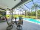 Screened-in patio and pool with golf course views at 27027 Old English Ct, Leesburg, FL 34748