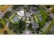 An aerial view showcases the community's pool, clubhouse, tennis courts, and well-maintained green spaces at 27510 Discover Ct, Leesburg, FL 34748