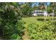 Secluded backyard showcases lush vegetation, mature trees, and a beautiful home in the distance at 306 N Clayton St, Mount Dora, FL 32757