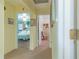 Hallway view showcasing bedroom doorways, neutral carpeting and a light, airy ambiance at 3075 Cr 431N, Lake Panasoffkee, FL 33538