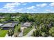 Scenic aerial view highlighting a waterfront home with lush greenery and a peaceful lakeside setting at 34407 Island Dr, Leesburg, FL 34788
