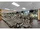 Well-equipped gym features modern treadmills and fitness machines with scenic outdoor views for cardio and exercise enthusiasts at 9593 Se 124Th Loop, Summerfield, FL 34491
