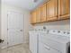 Laundry room with washer, dryer, and cabinets for storage at 17930 Se 87Th Bourne Ave, The Villages, FL 32162