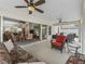 Covered patio with comfortable seating and view into living room at 17930 Se 87Th Bourne Ave, The Villages, FL 32162