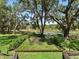 Landscaped backyard with table, chairs and artificial grass offer serene views of a pond at 2010 Otters Pond Rd, Fruitland Park, FL 34731