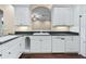 White cabinets and black countertop kitchen with stainless steel dishwasher at 2010 Otters Pond Rd, Fruitland Park, FL 34731