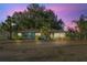 Charming single-story home featuring a well-maintained lawn and lush landscaping with mature trees and palms at 33801 Picciola Dr, Fruitland Park, FL 34731