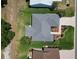 This aerial view shows the house and surrounding well-maintained lawn at 3614 Auburndale Ave, The Villages, FL 32162