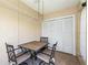 This patio is the perfect place to relax and enjoy the outdoors with table, chairs, and storage at 500 Newell Hill Rd # 111A, Leesburg, FL 34748