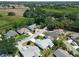 Overhead view of residential homes with lush greenery and street view at 508 Carrera Dr, The Villages, FL 32159